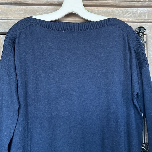 Vince dark navy size small petite cotton long sleeve shirt - Picture 3 of 11